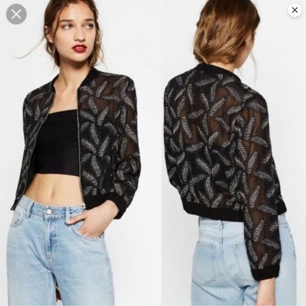 ZARA size small embroidered bomber jacket